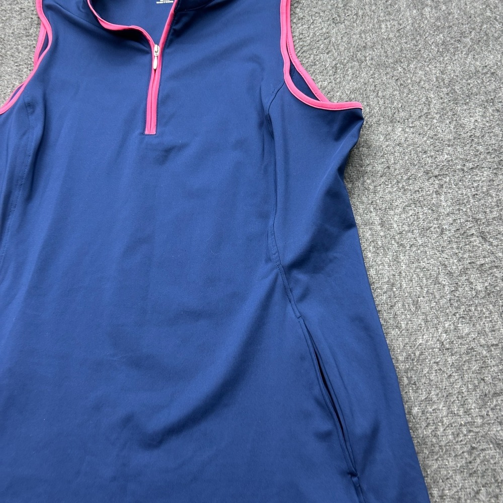 IZOD Golf Dress Womens XL Sleeveless Polo Zip Front Navy Pockets Athletic Tennis - Picture 6 of 10
